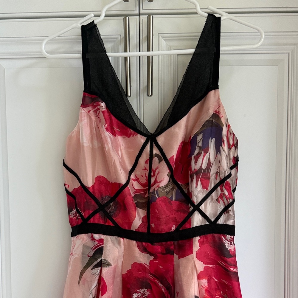 White House Black Market Pink and Black Floral Midi Dress, size 4 - Picture 3 of 10